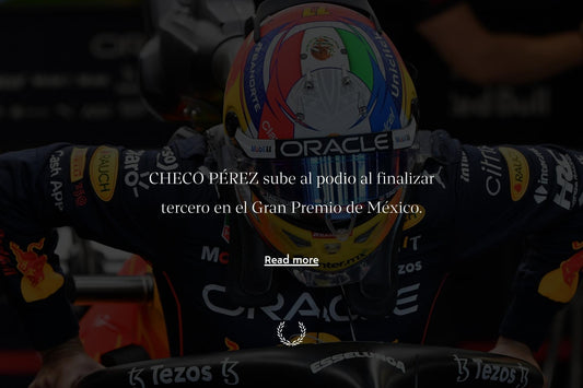 CHECO PÉREZ sube al podio al finalizar tercero en el Gran Premio de México.